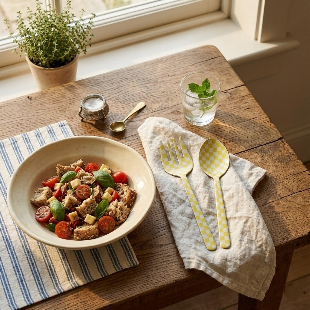 Yellow Enamel Salad Server (Set of 2) - 11 x 2.5 Inches