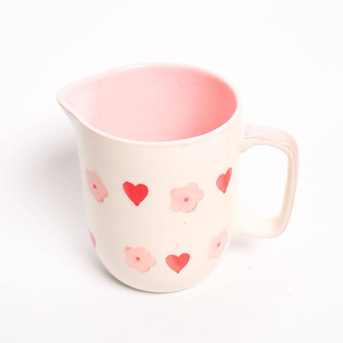 Pink Flower Heart Jug | Hand-Painted Ceramic | 500 ML