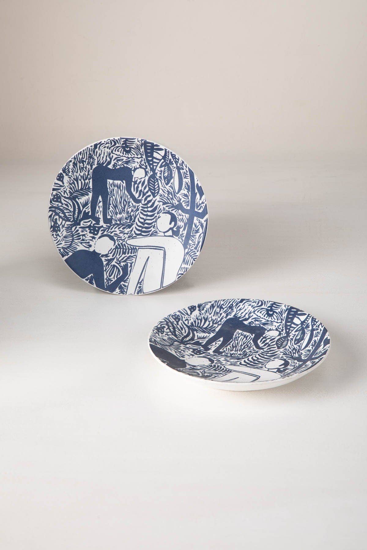 Indigo Fragrant Fields Snack Plate  | Ceramic | Set Of 2 - Casa Amarosa