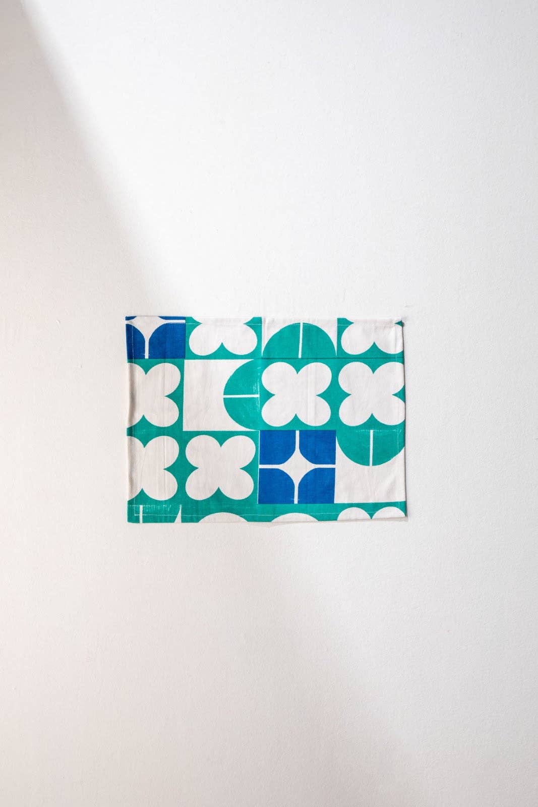 Teal Circle of Joyee Mat, Set of 4 | Cotton Canvas | 13x18