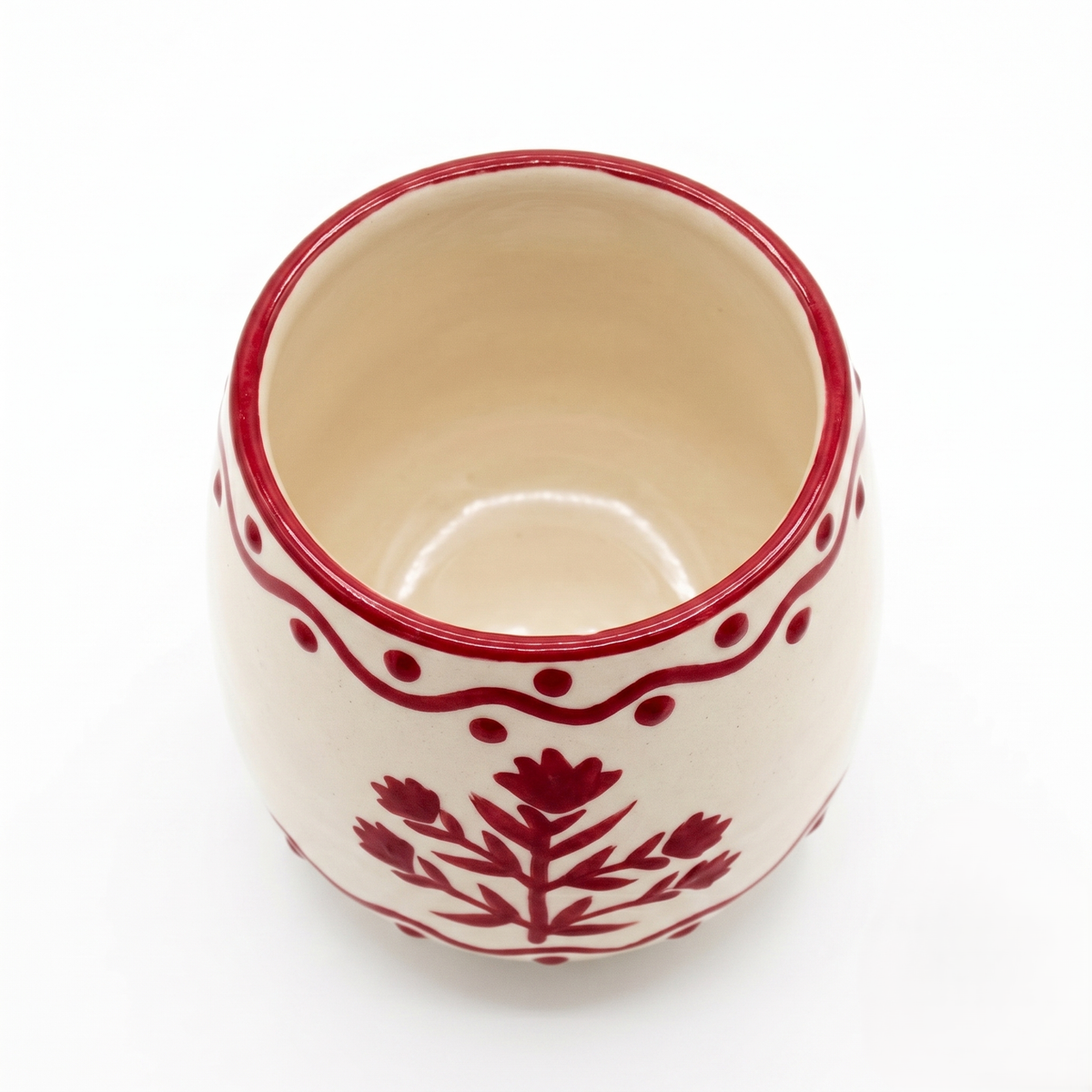 Red Drinking Cup  | Hand-Painted Ceramic | 3 Inch | Set Of 2