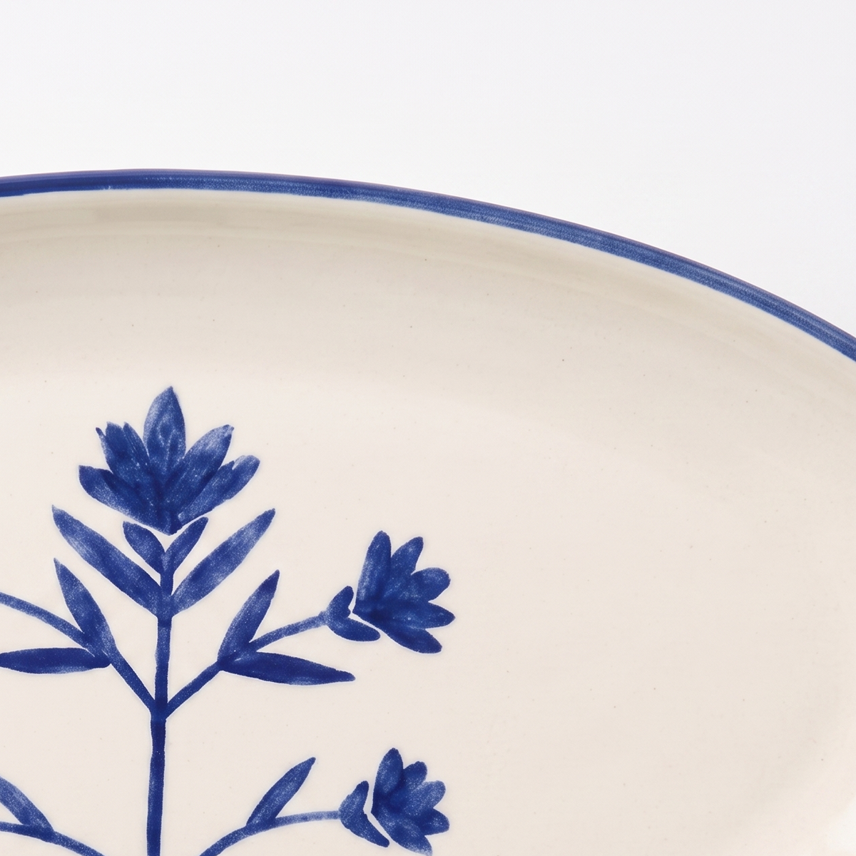 Floral Blue Oval Platter | Hand-crafted Ceramic | 14x7 | Set Of 2