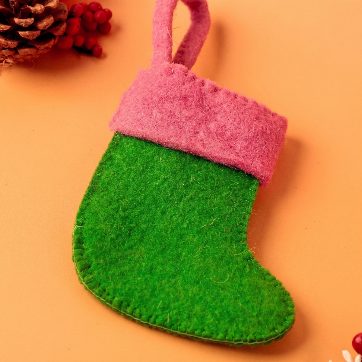 Silly Goose Felt Stocking | Embroidered Felt | 20cm | Set Of 2