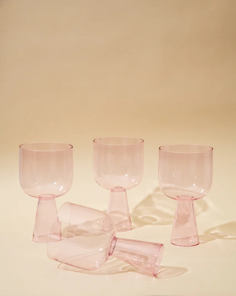 Aria Pink Glass Dessert Bowls - 3 x 5.75 Inches, 9.45 oz (Set of 4)