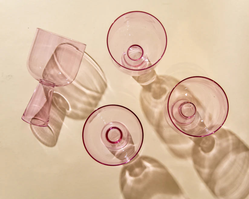 Aria Pink Glass Dessert Bowls - 3 x 5.75 Inches, 9.45 oz (Set of 4)