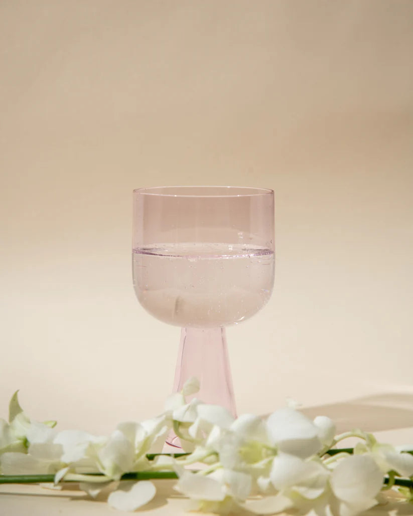 Aria Pink Glass Dessert Bowls - 3 x 5.75 Inches, 9.45 oz (Set of 4)