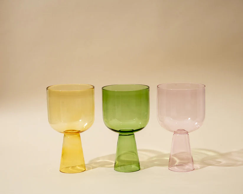 Aria Pink Glass Dessert Bowls - 3 x 5.75 Inches, 9.45 oz (Set of 4)