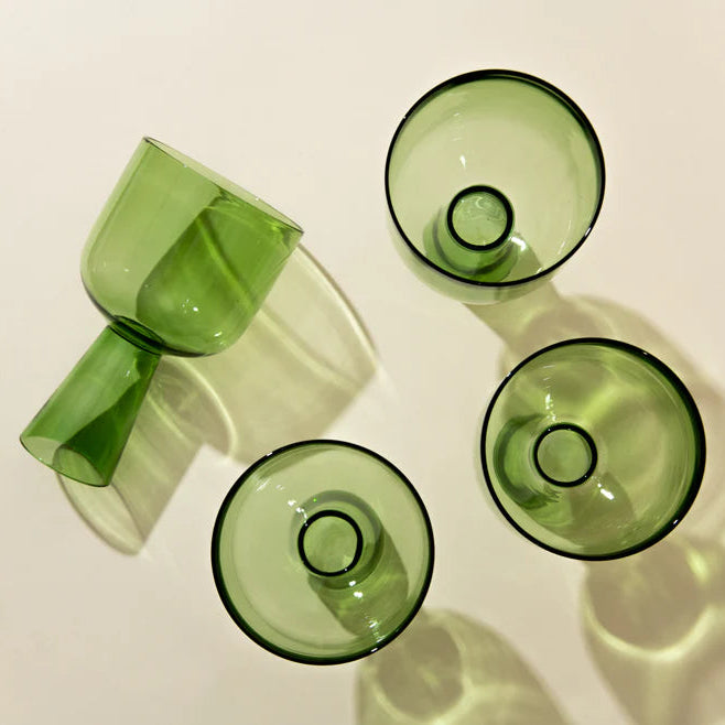 Aria Green Glass Dessert Bowls - 3 x 5.75 Inches, 9.45 oz (Set of 4)