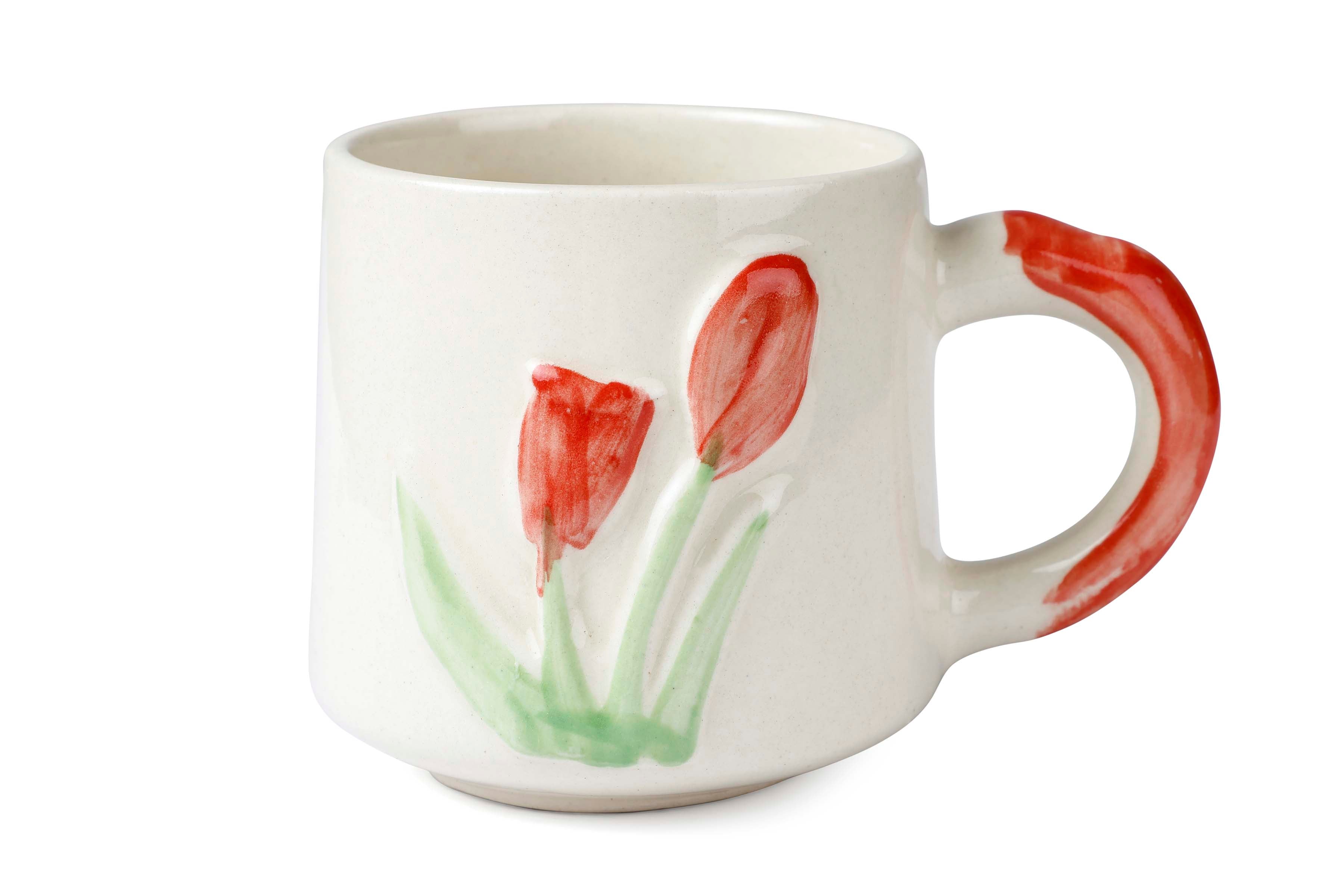 Spring Tulip Ceramic Mug - 3.8 x 3.5 Inches - Set of 4