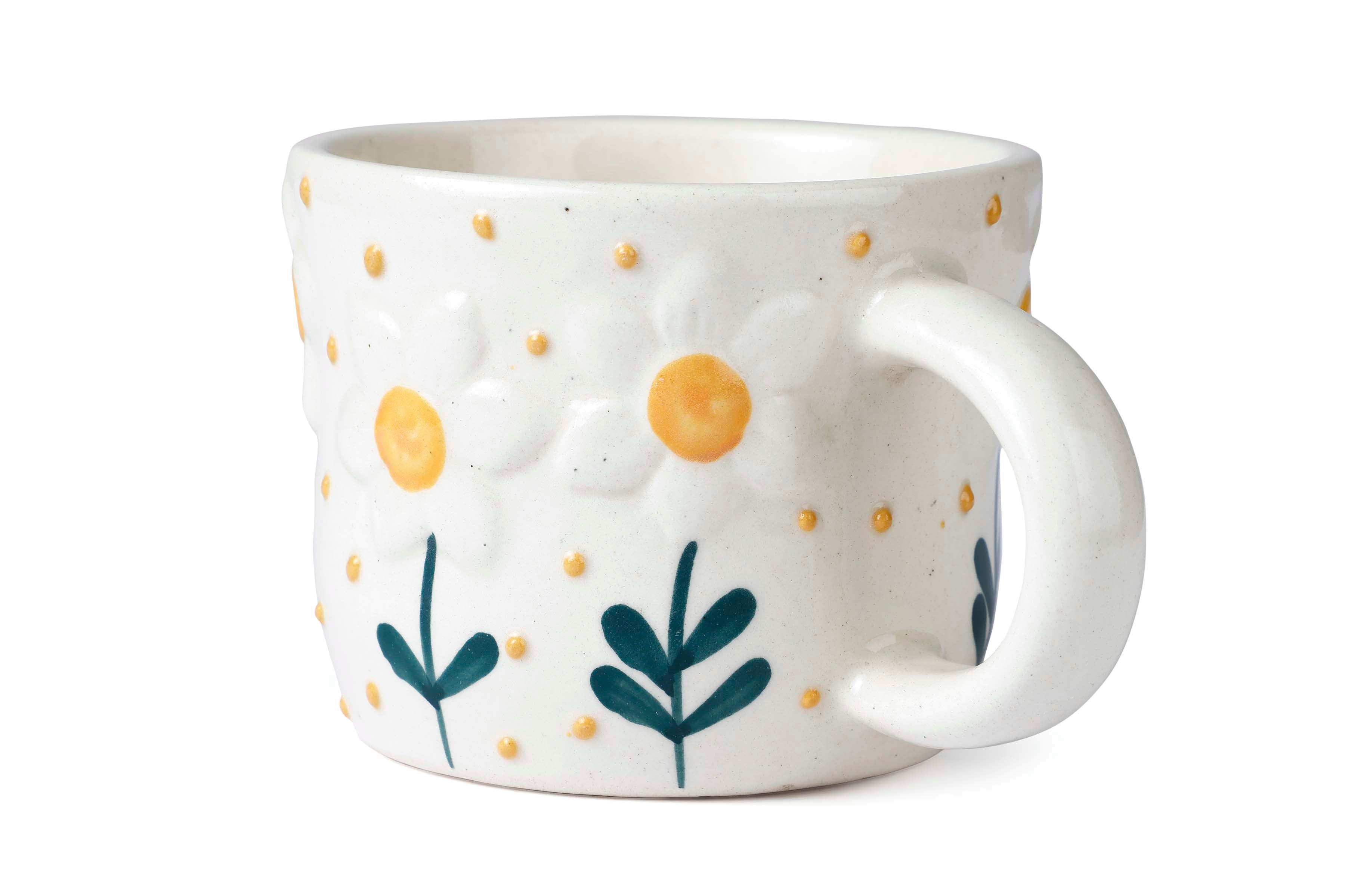 Sunshine Bloom Ceramic Mug - 3 x 4 Inches - Set of 4