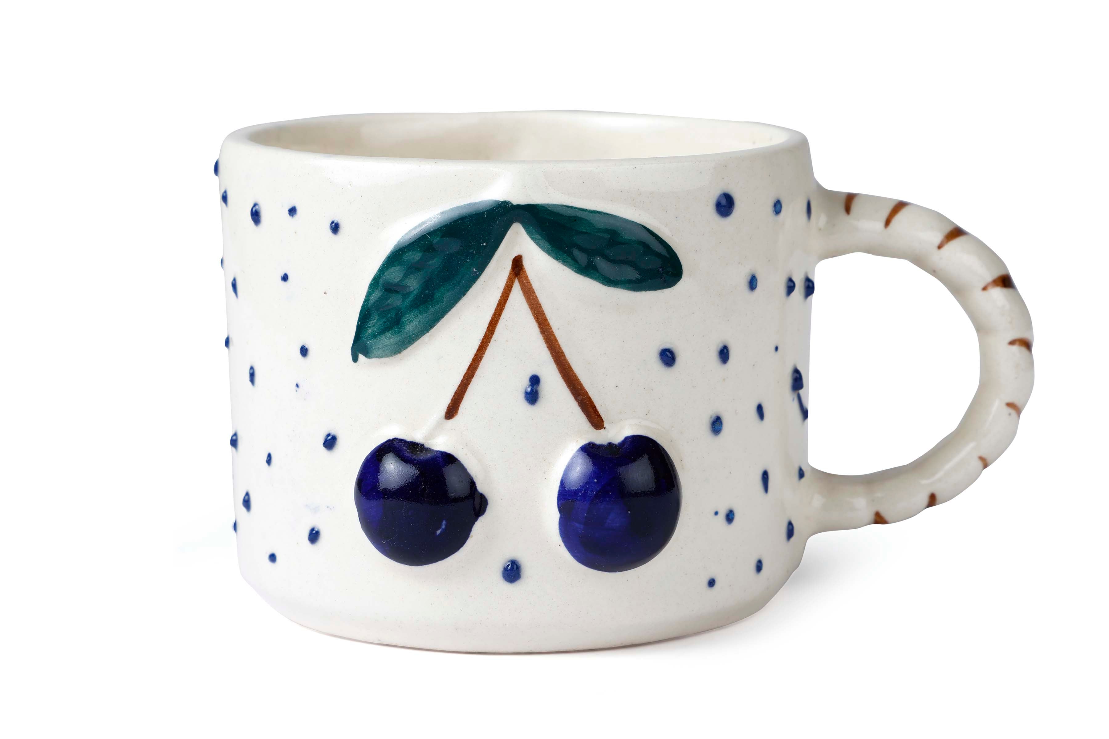 Cherry Pop Ceramic Mug - Blue , 3 x 4 Inches - Set of 4