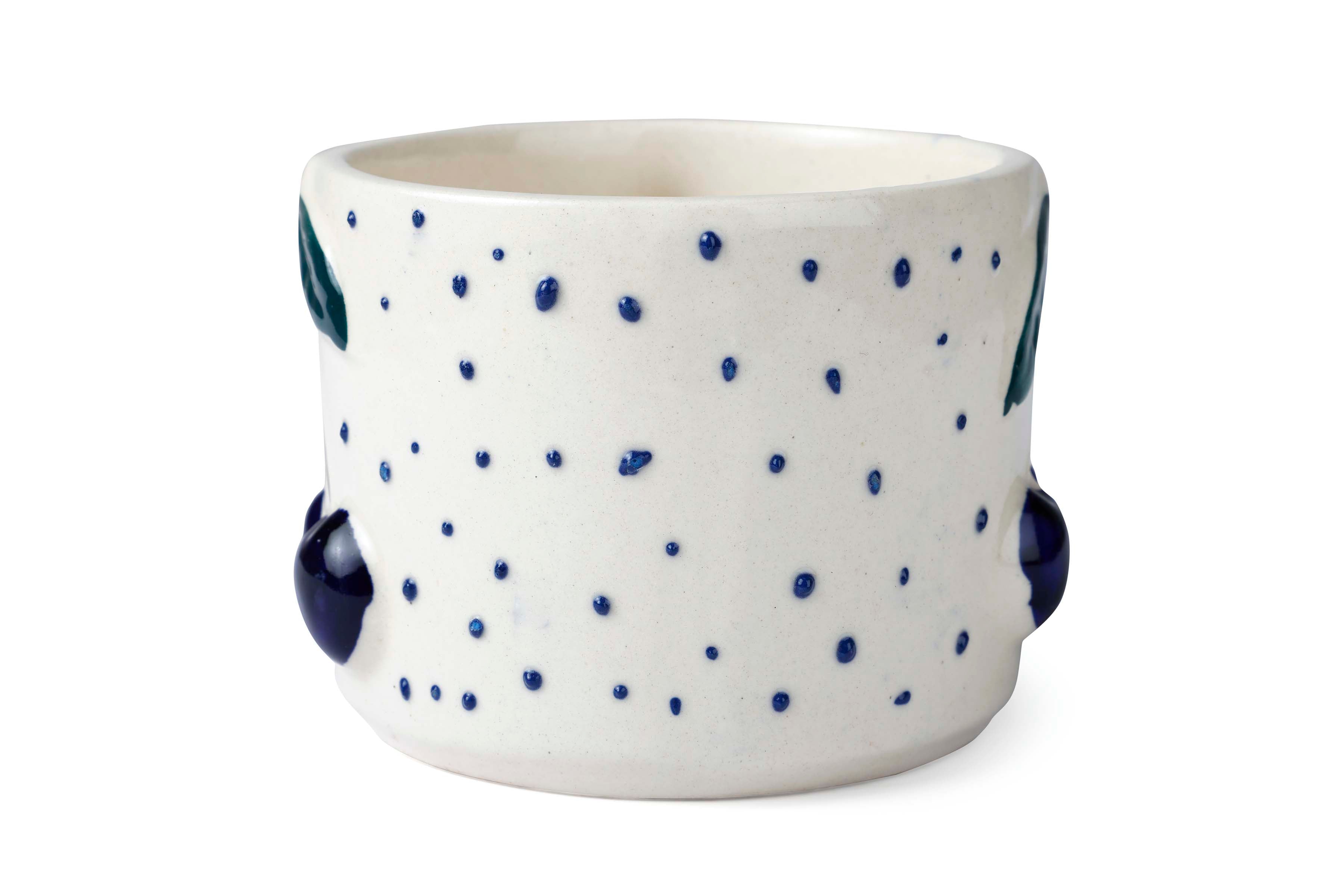 Cherry Pop Ceramic Mug - Blue , 3 x 4 Inches - Set of 4