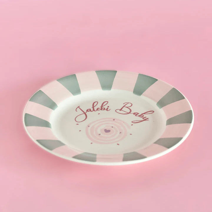 Jalebi Baby Handpainted Ceramic Dessert Plate - Set of 4 , 7 inches