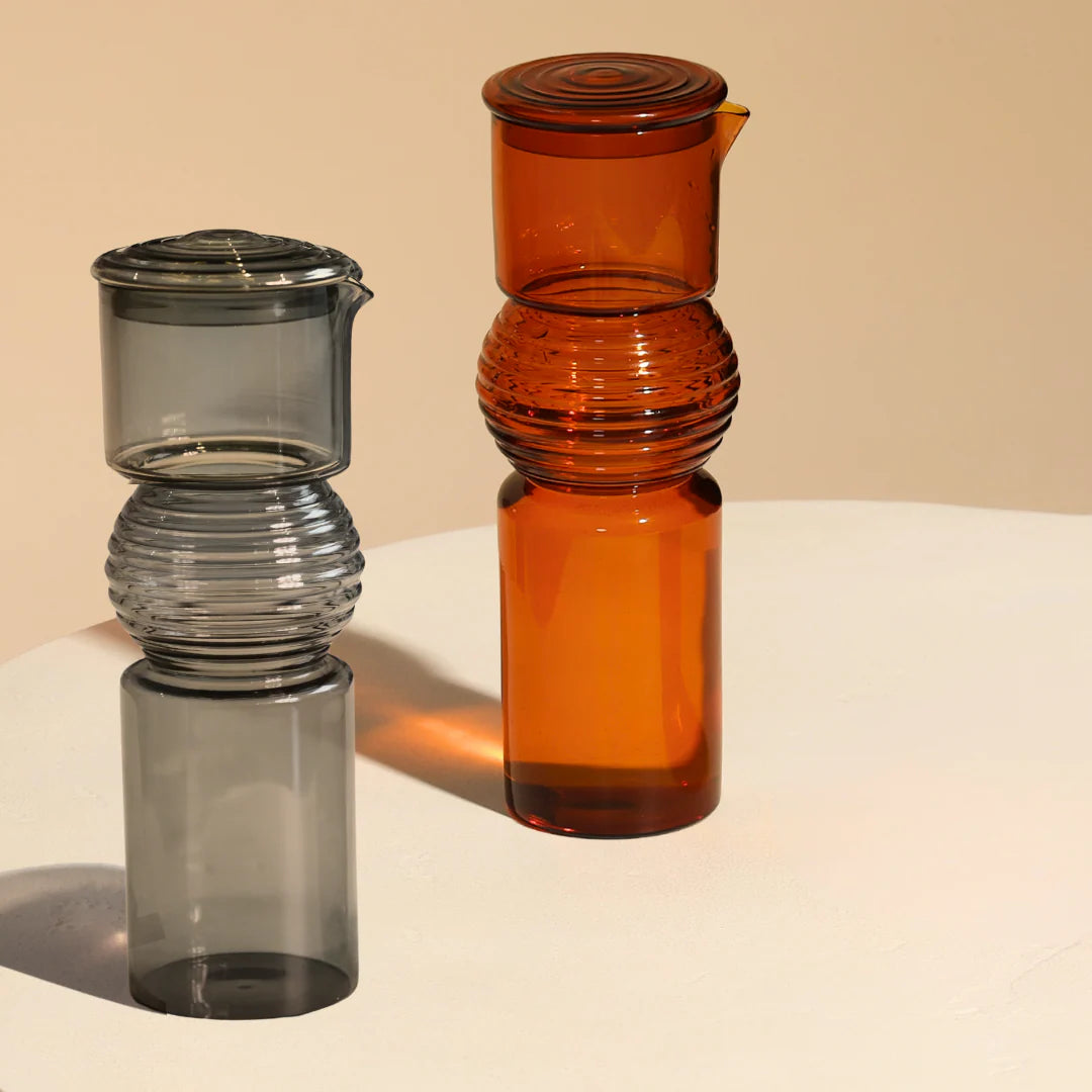 Slate Grey Coil Glass Carafe , 9.25 x 3 Inches