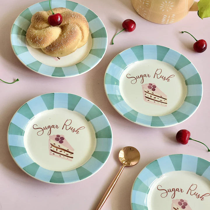 Sugar Rush Handpainted Ceramic Dessert Plate - Set of 4 , 7 Inches