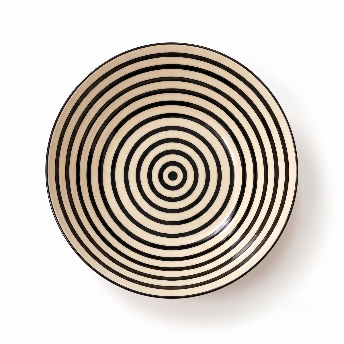 Black Spiral Pasta Plate | Hand-Painted Ceramic