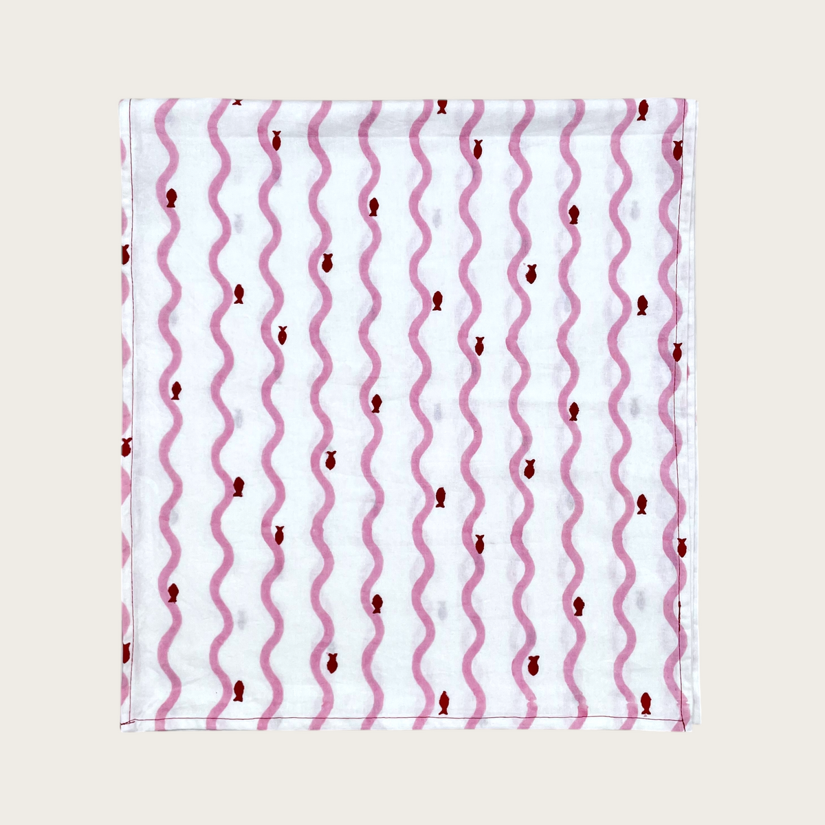 Ripple Runner Table Runner | Block Print Cotton | 17x76.5"
