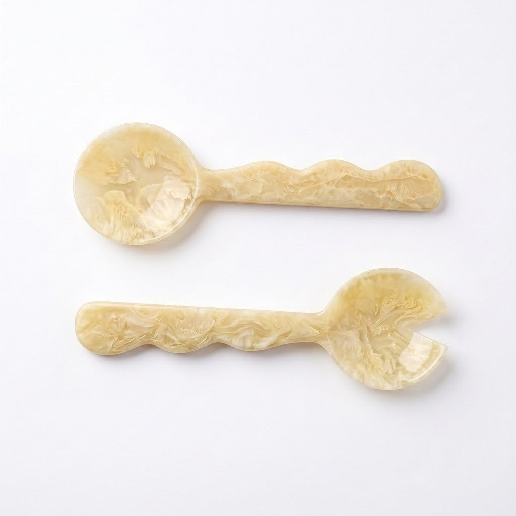 Resin Salad Server Set | Vanilla Hand-Poured | Set of 2