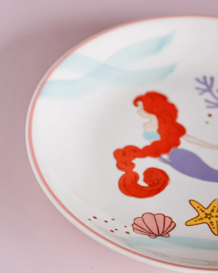 Mermaid Handpainted Ceramic Plate - 7.90 x 7.90 x 1 Inches , Set of 4