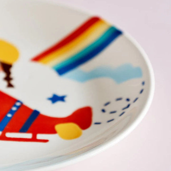 Pilot Handpainted Ceramic Plate - 7.90 x 7.90 x 1 Inches , (Set of 4)