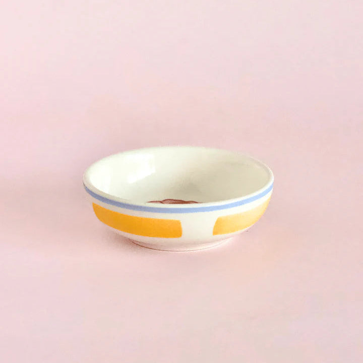Stripe & Stem Handpainted Ceramic Nut Bowl - Set of 4 , 3.5 x 1 Inches