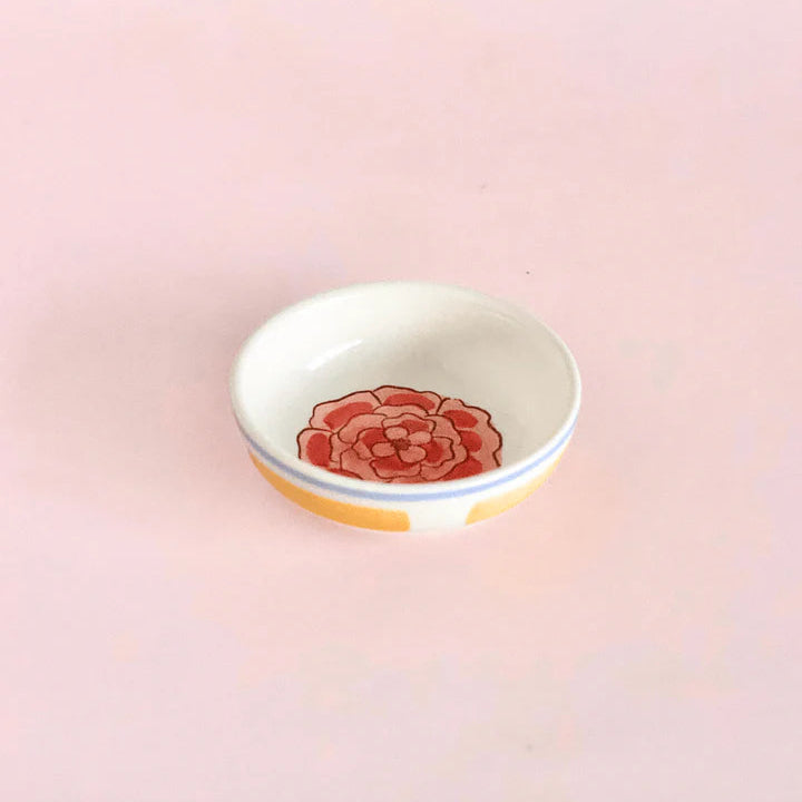 Stripe & Stem Handpainted Ceramic Nut Bowl - Set of 4 , 3.5 x 1 Inches