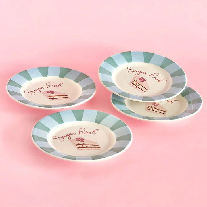 Sugar Rush Handpainted Ceramic Dessert Plate - Set of 4 , 7 Inches