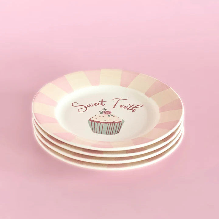 Sweet Tooth Handpainted Ceramic Dessert Plate - Set of 4 , 7 Inches