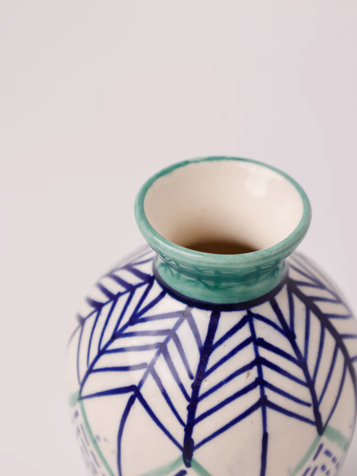 Verde Handpainted Dark Blue Ceramic Mini Vase - 2.25 x 4 Inches (Set of 2)