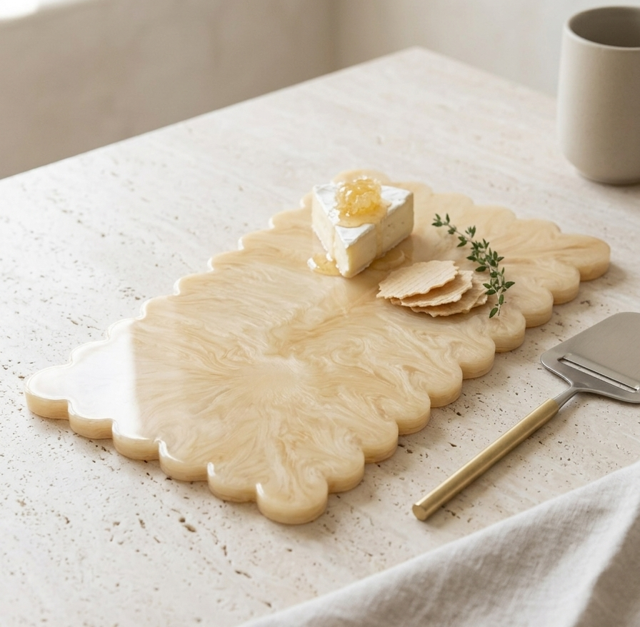 Vanilla Resin Cheese Board, 14 Inch