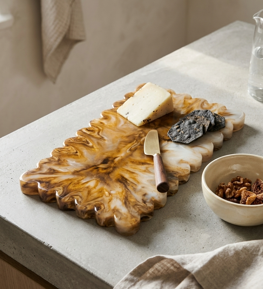 Brown Resin Cheese Board, 14 Inch
