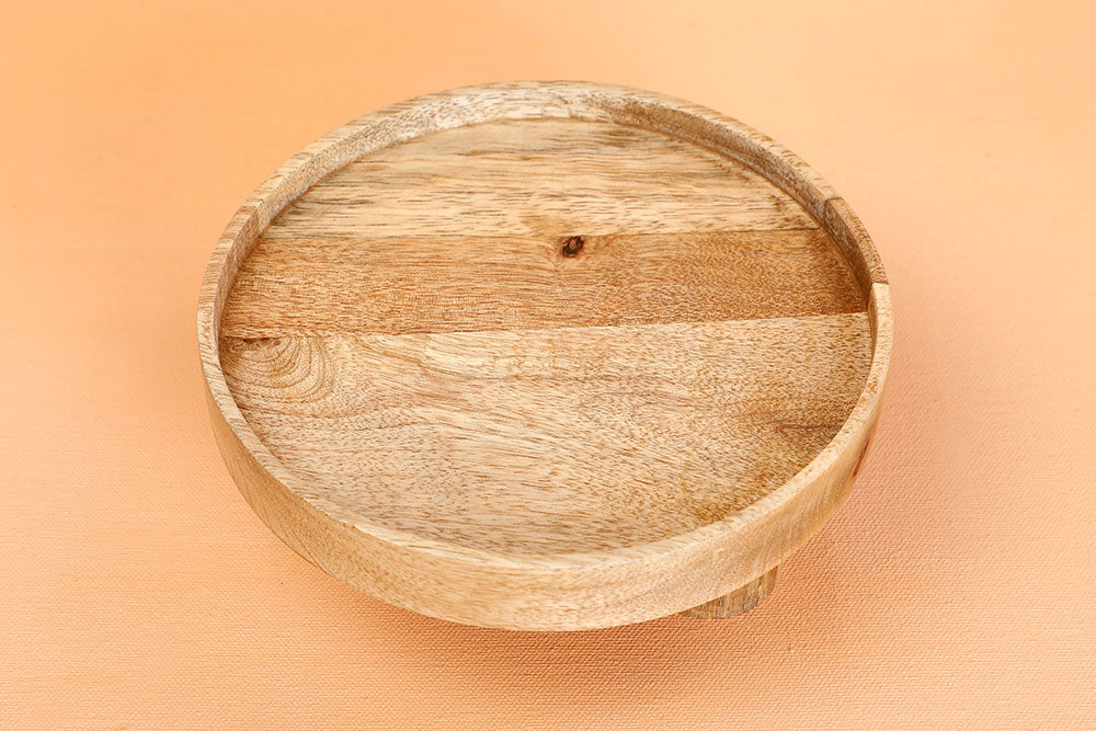 Handmade Wood Riser, Pedestal Platter - 7 x 7 x 2 Inch