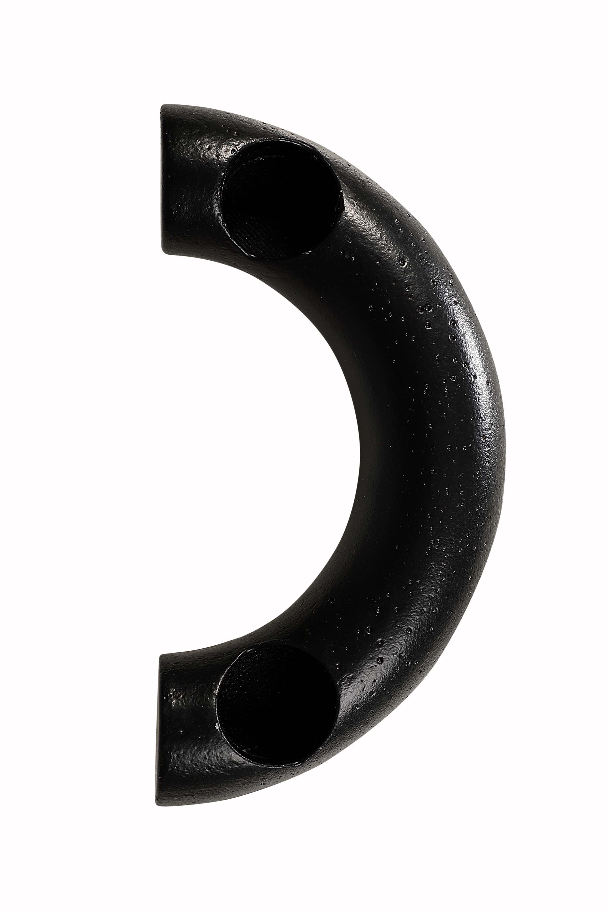 Nordic Style C Shaped Concrete Candle holder-  Black 5.5x3 Inch (Set of 2)