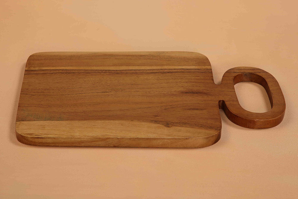 Handmade Teak Wood Charcuterie Board - Rectangle  - 14" x 9"