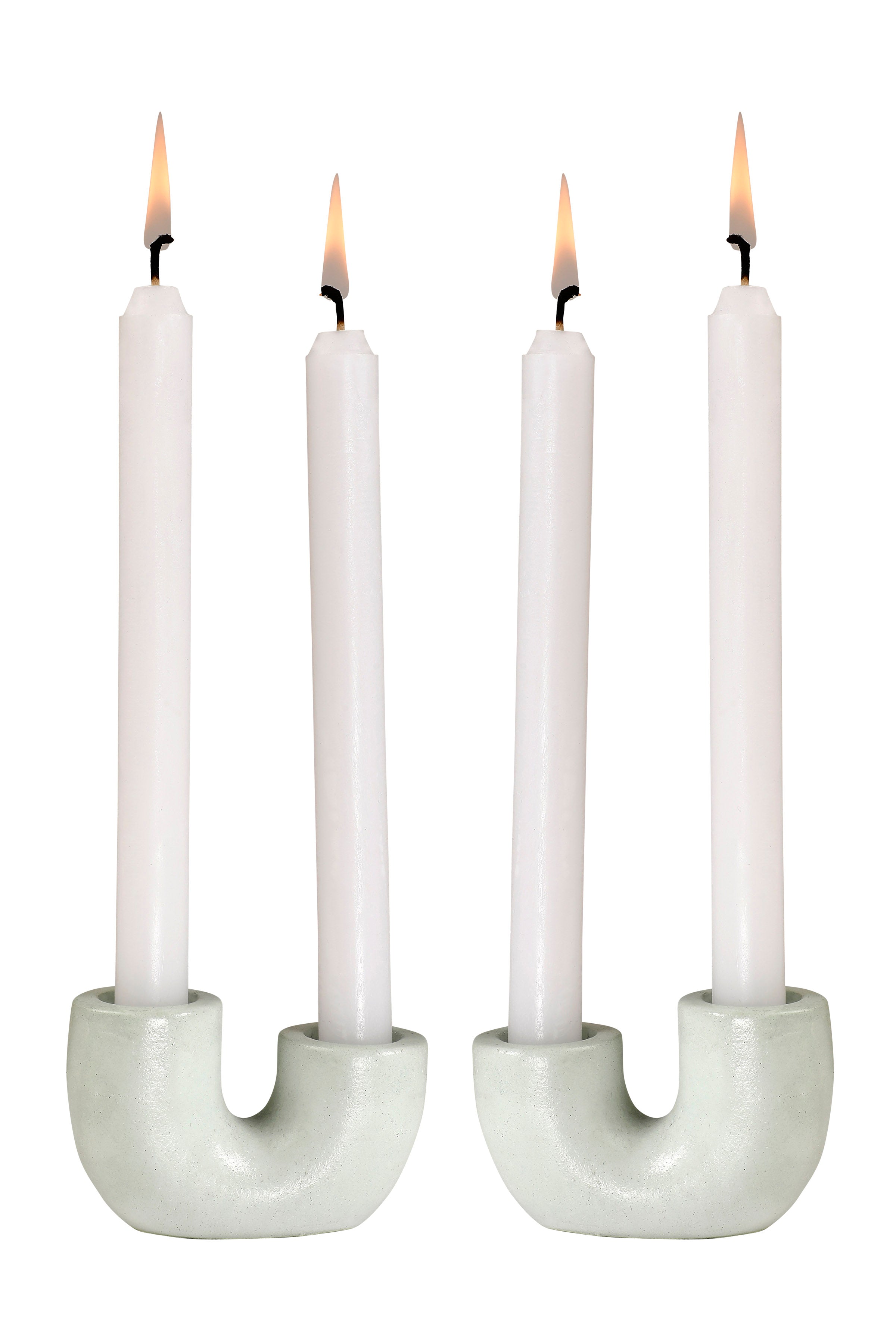 Nordic Style U Shaped Concrete Candle holder-  Light Green Set of 2, 2x2.5 Inch