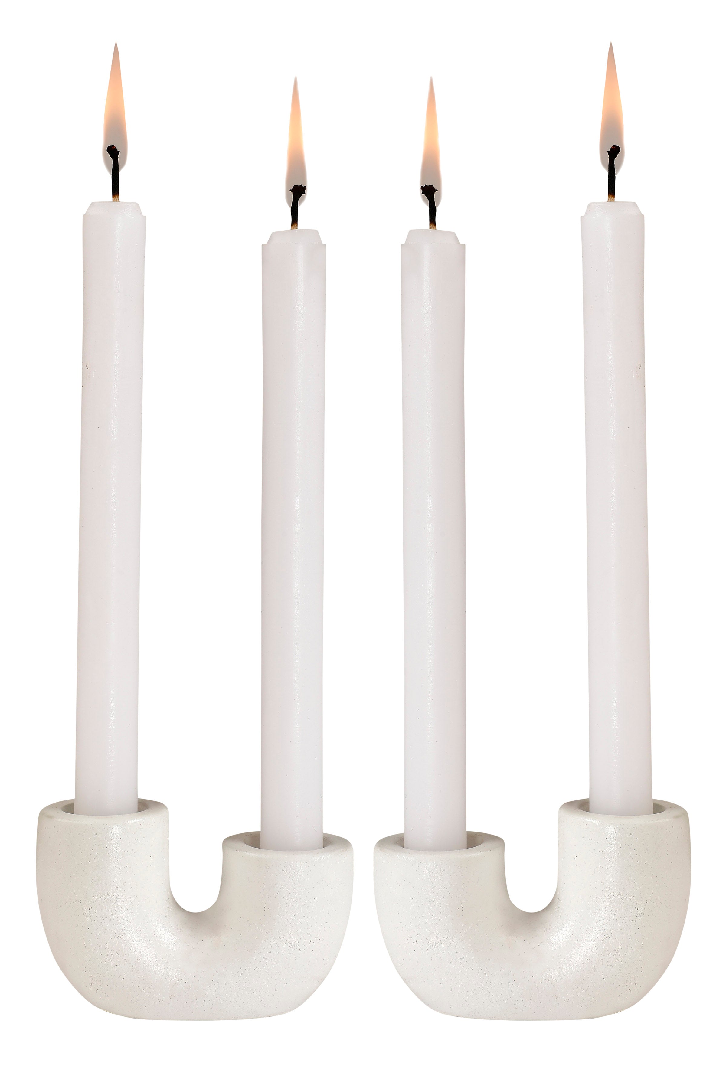 Nordic Style U Shaped Concrete Candle holder- Ivory 2x2.5 Inch (Set of 2)