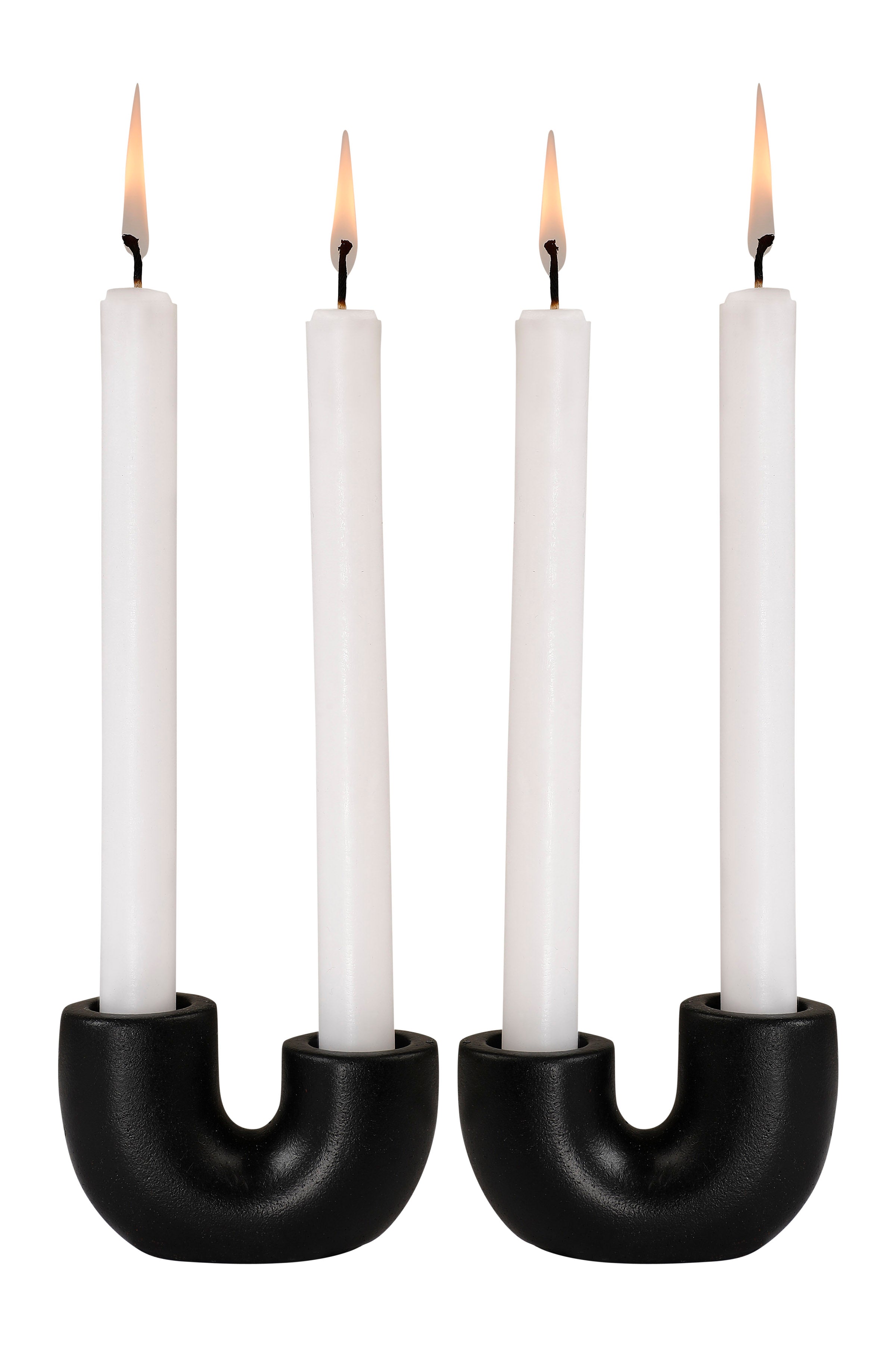 Nordic Style U Shaped Concrete Candle holder-  Black set of 2, 2x2.5 Inch
