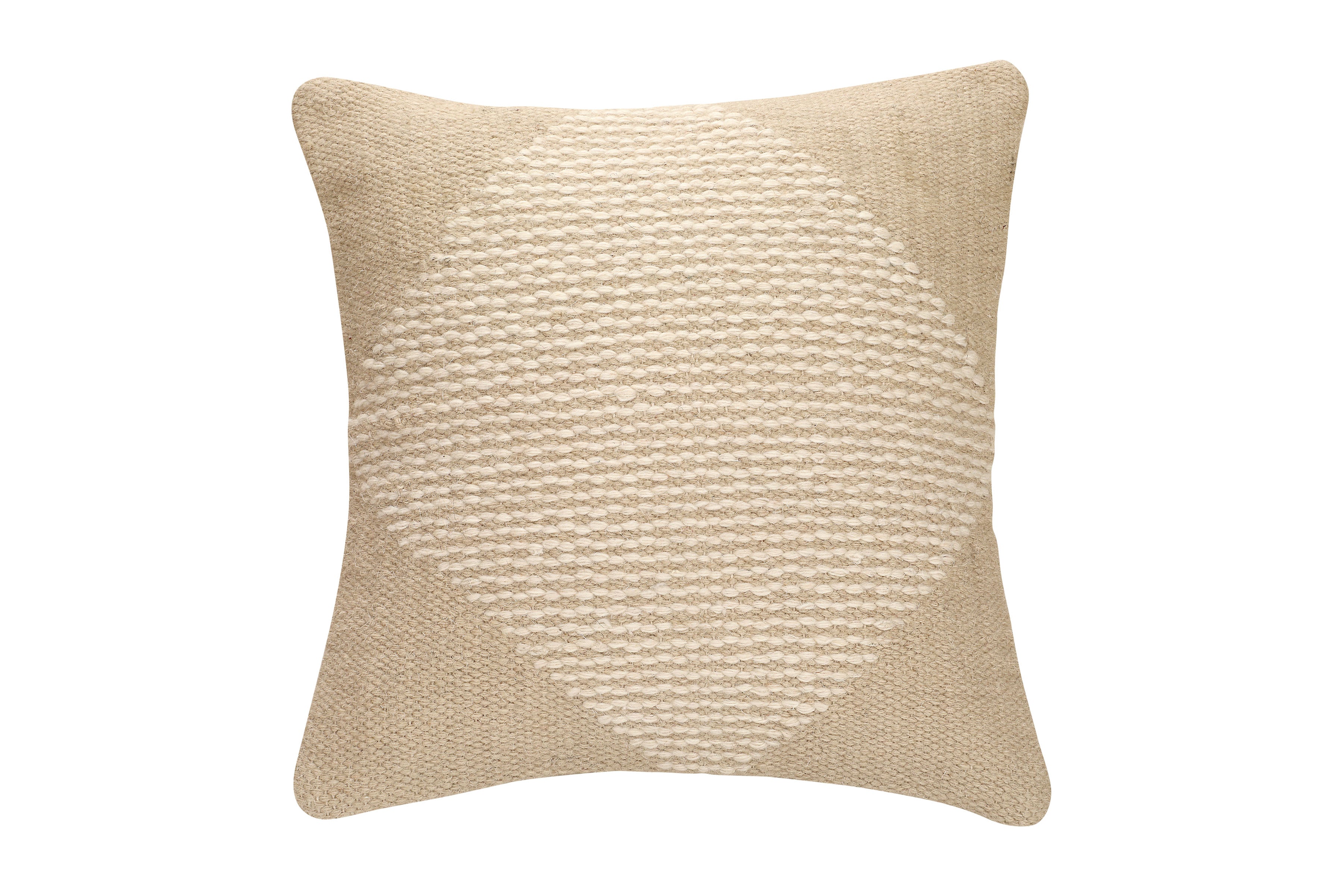 GoodWeave Certified Diagonal Stripe Wool Pillow - Biscotti ,18x18 Inch