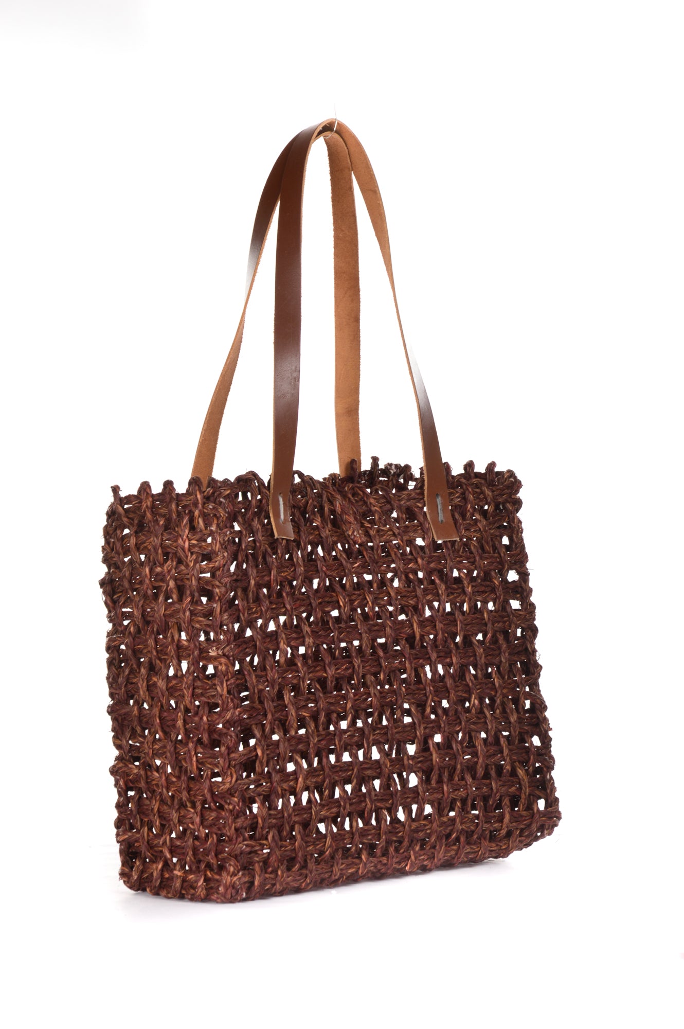 Handmade Jali Market Bag (Large - Brown), 13L x 11W x 5H