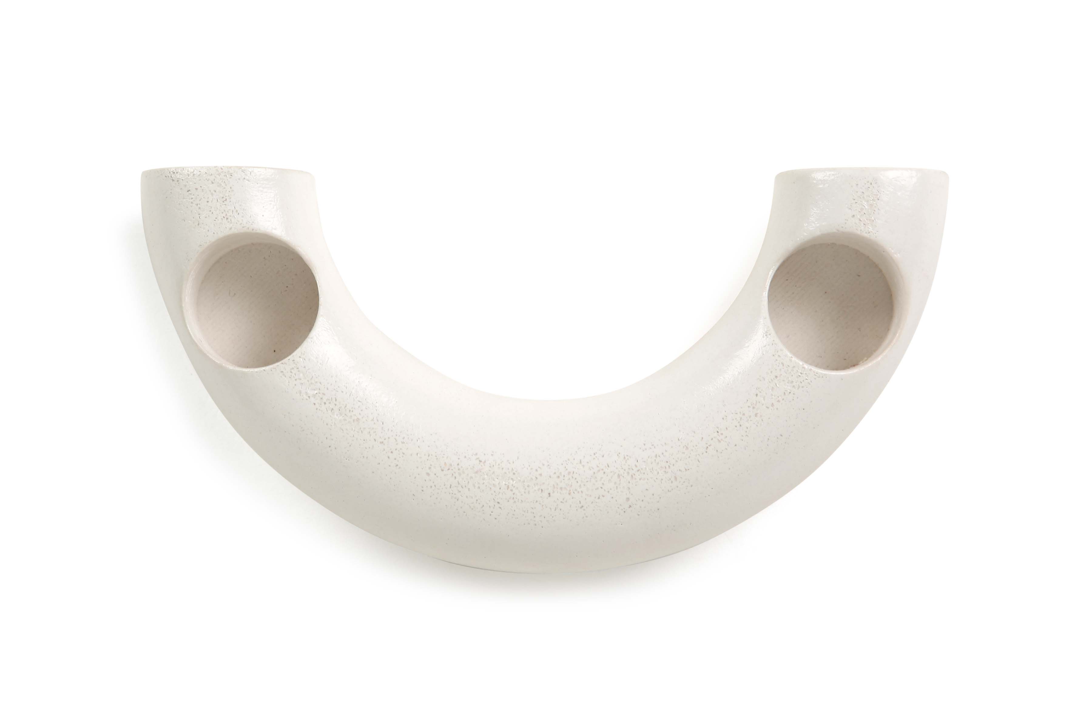Nordic Style C Shaped Concrete Candle holder-  Ivory (Set of 2)
