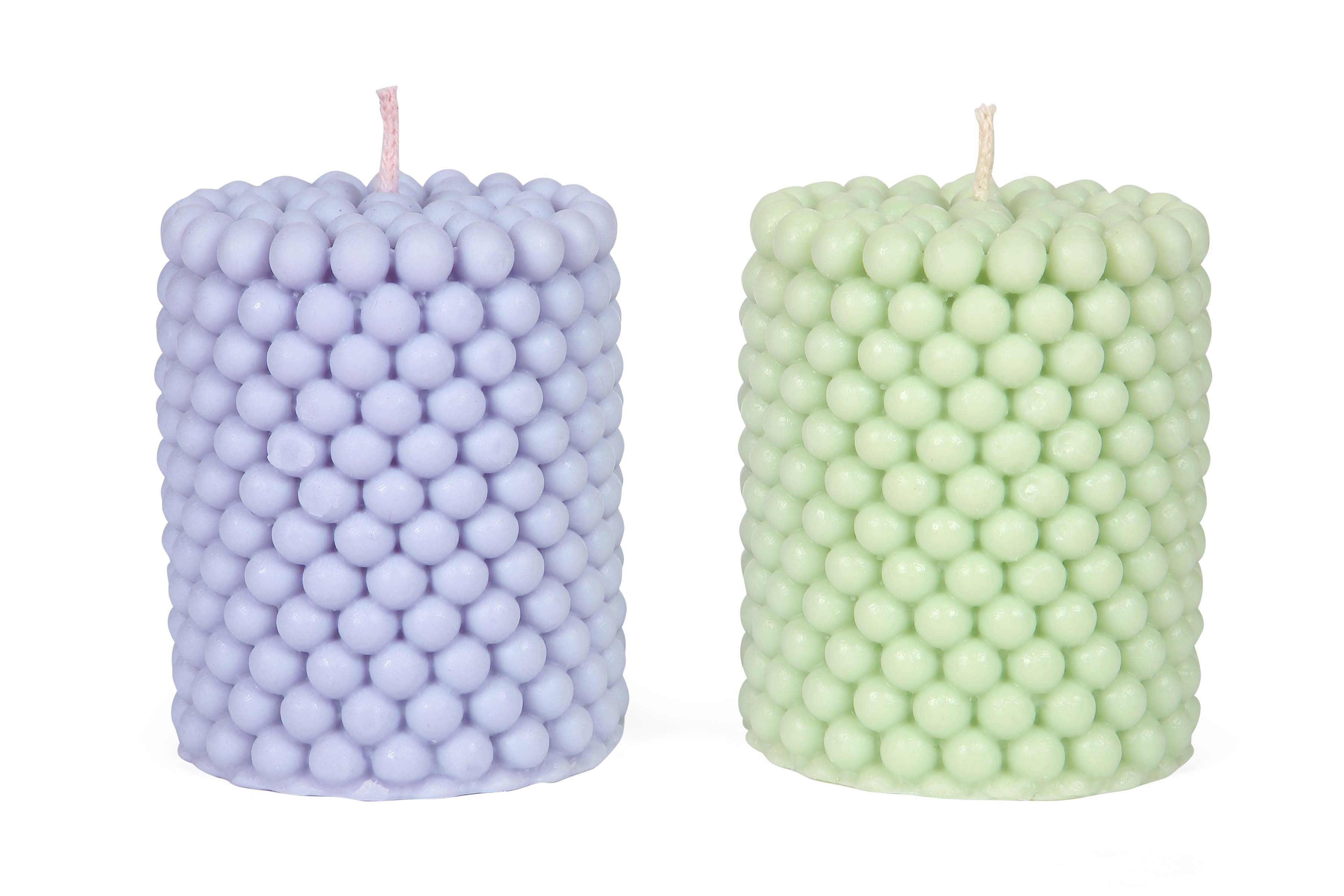 Bubble Pillar Soy Wax Scented Candle - Green, 3.3x2.7x3.5Inch