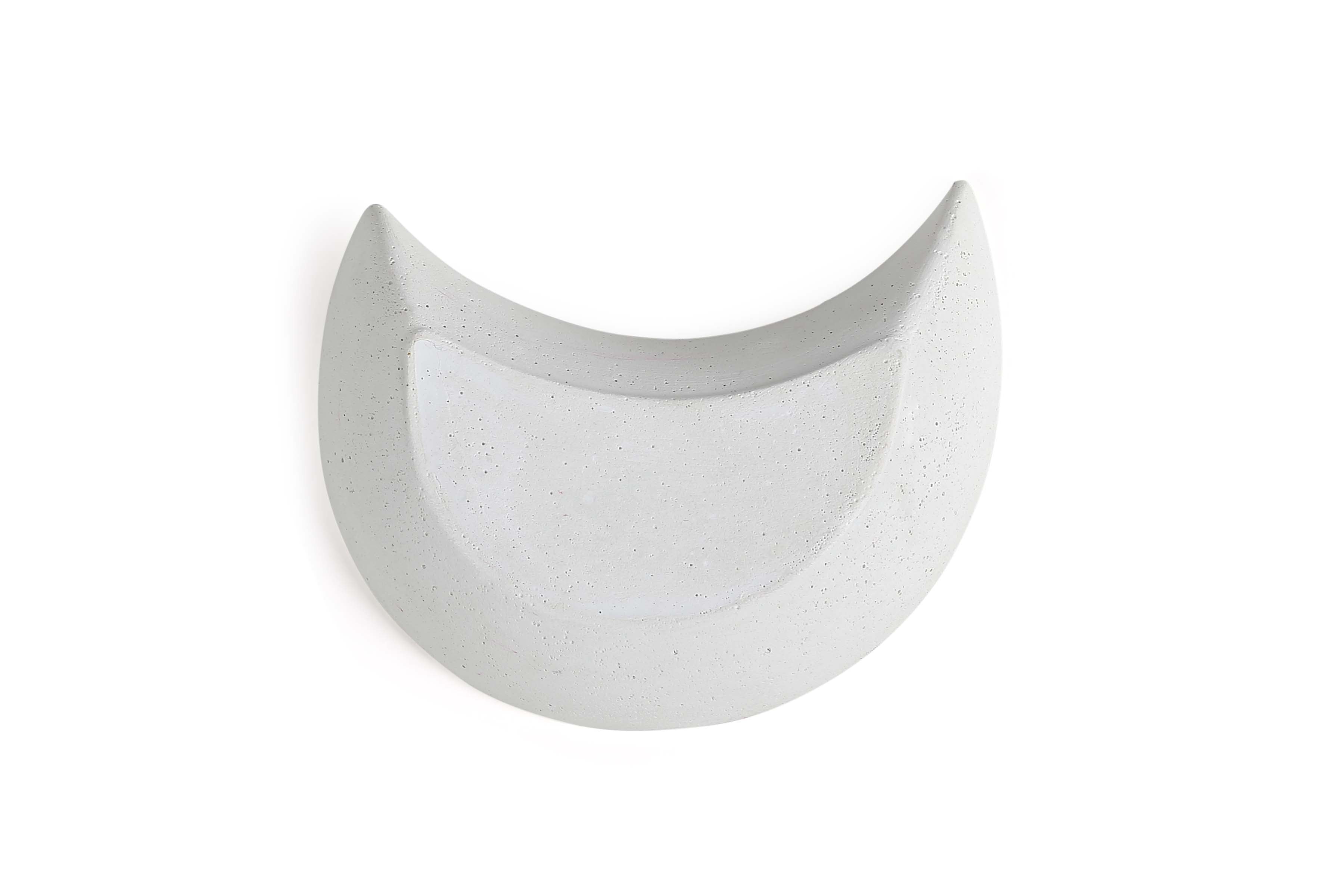 Concrete Moon Trinket Jewellery Tray White - L4xW2.5 Inch