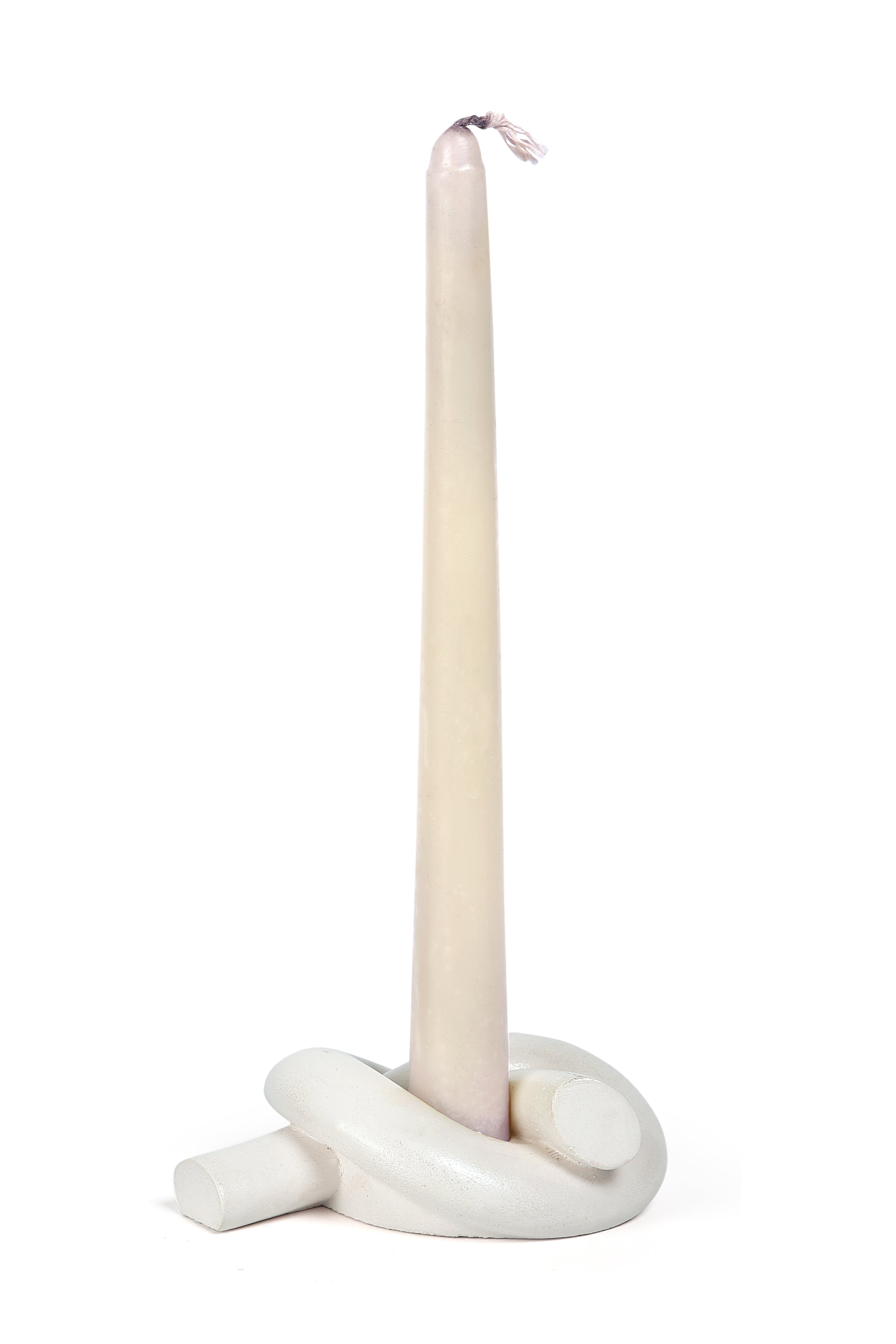 Aesthetic Style Knot Concrete Candle Holder - Ivory , 1x3.2x4.5 Inch (Set of 2)
