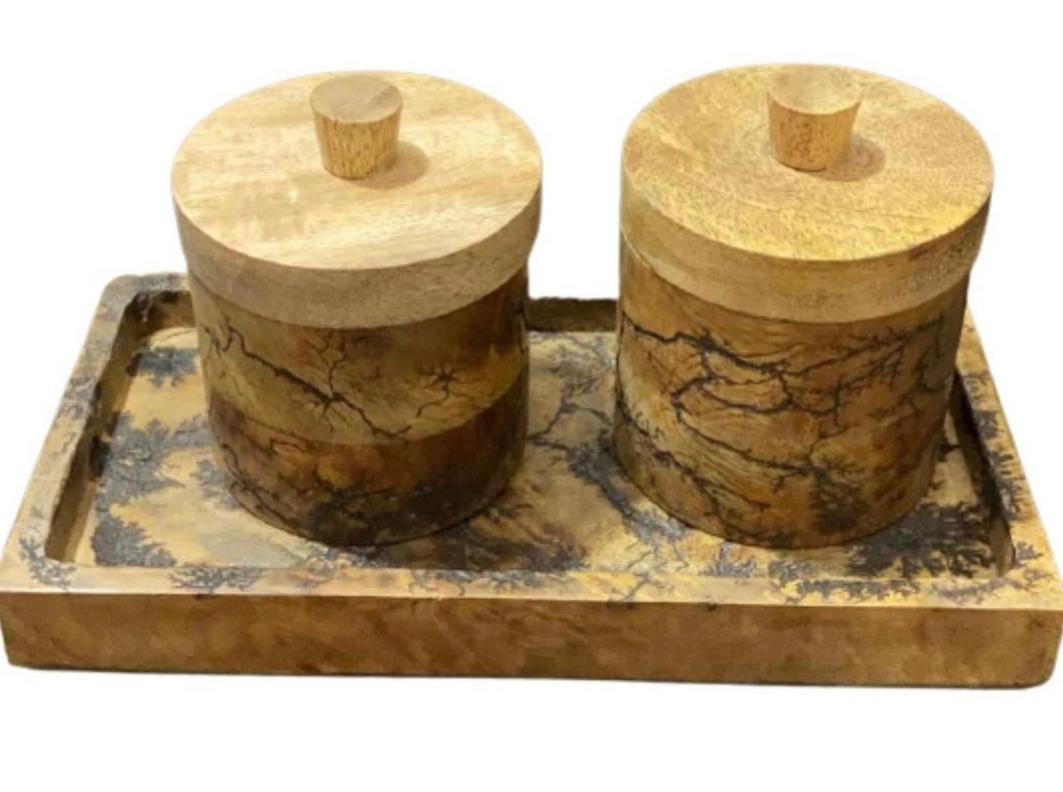 Teak Wood Spice Containers - Durable, Artisan-Made