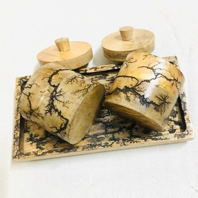 Handmade Wood Spice Jars with Tray _ Fall